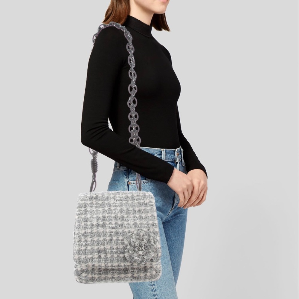 Chanel Tweed Camellia Messenger Flap Bag - Picture 13 of 16